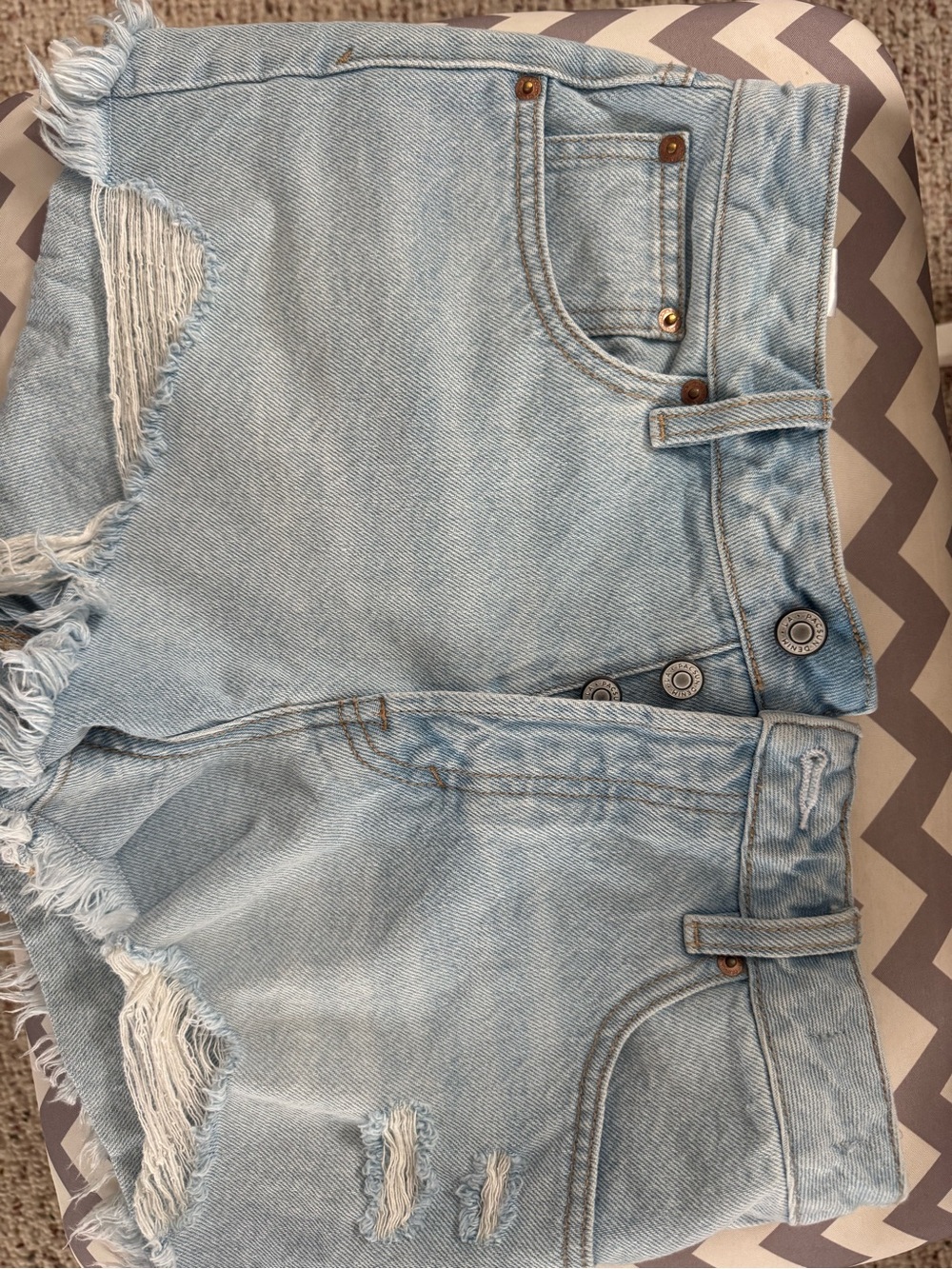PacSun Light Wash Distressed High Waist Denim Shorts